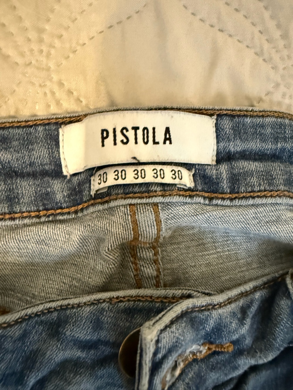 Pistola Denim Jeans Size 30 Distressed Straight Leg Raw Hem Light Wash High Rise - Picture 2 of 3